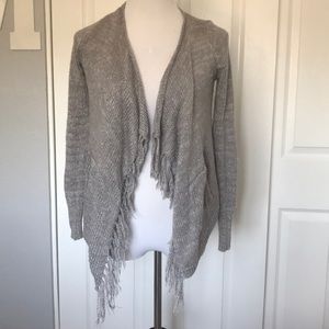 silver and gray cardigan. Size: kids 12
